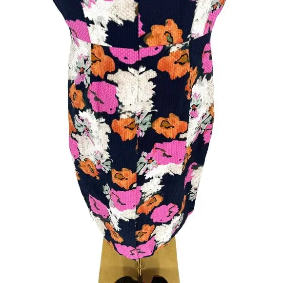 J.Crew Floral Sheath Dress 12 Portfolio Navy Pink Petunia Matelasse Sleeveless - Picture 10 of 13